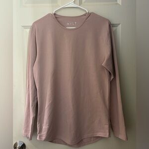 BYLT Basics Lux Drop Cut Long Sleeve Tee in Pale Purple/Pink, Size S